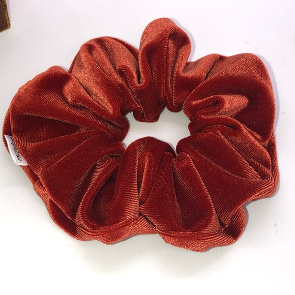 Rust Stretch Velvet Hair Scrunchie Hair Accessory - Picture 4 of 12